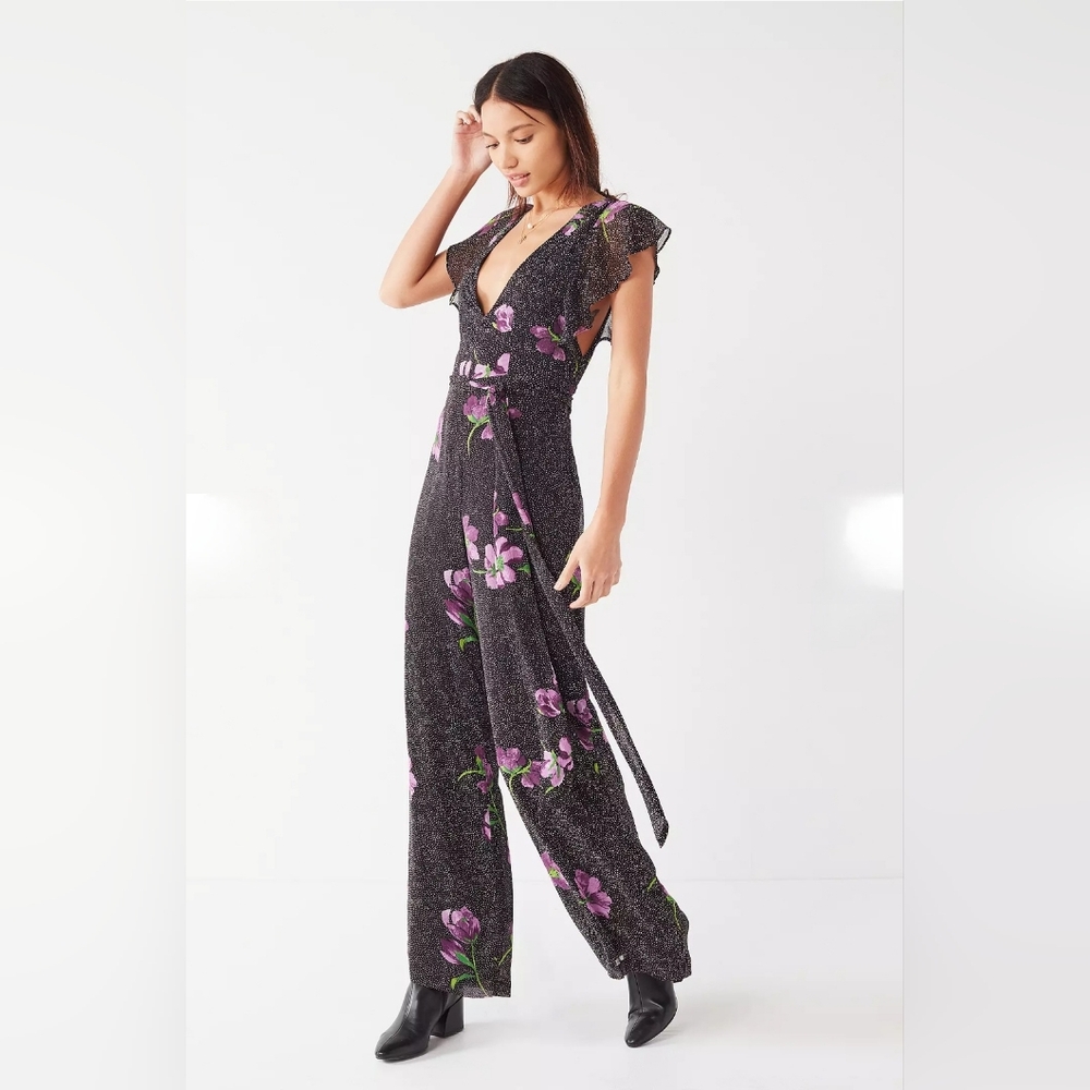 Urban Outfitters Gratilda Ruffle Sleeve Backless Jumpsuit sz 6 Whimsigoth Fairy
